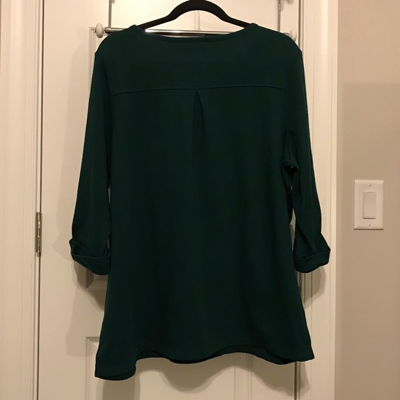 QF forest green 3/4 sleeve top with holiday camper — sparkly! (XL) - Picture 3 of 16